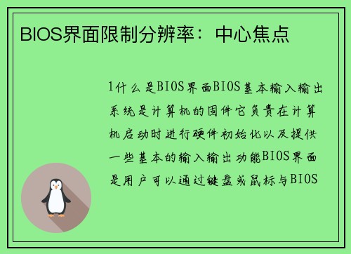 BIOS界面限制分辨率：中心焦点